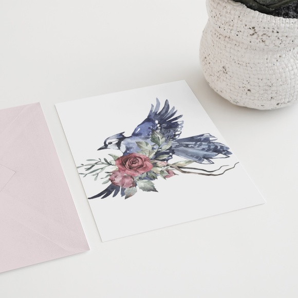 Watercolor Wall Art Blue Jay Illustration Print Poster Unframed - Picture 8 of 17